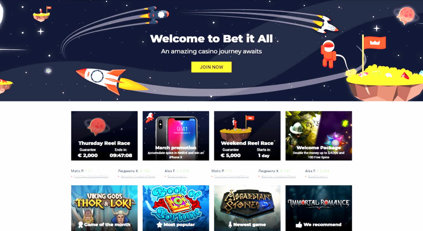 740% Match at a casino at Reload Bet Casino