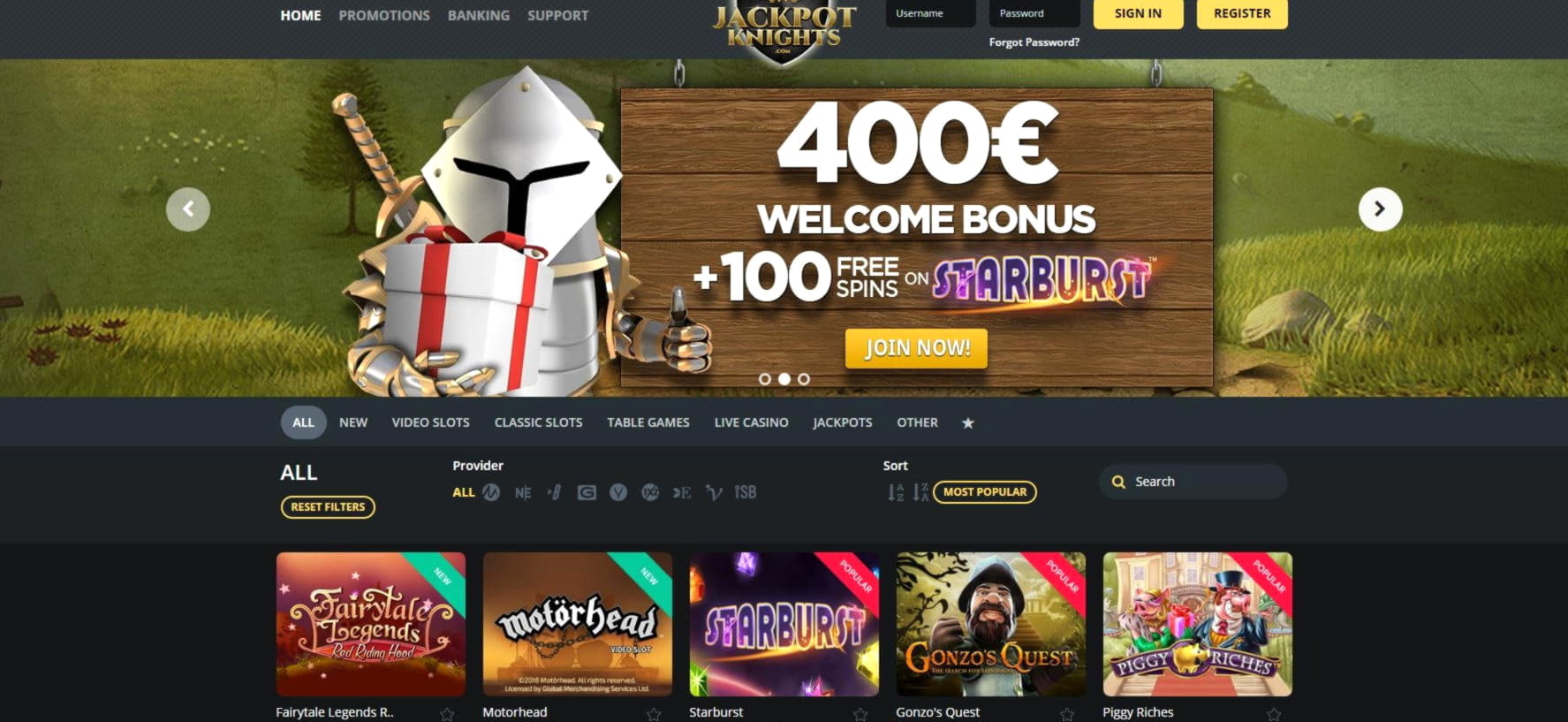 110 Trial Spins at Party Casino